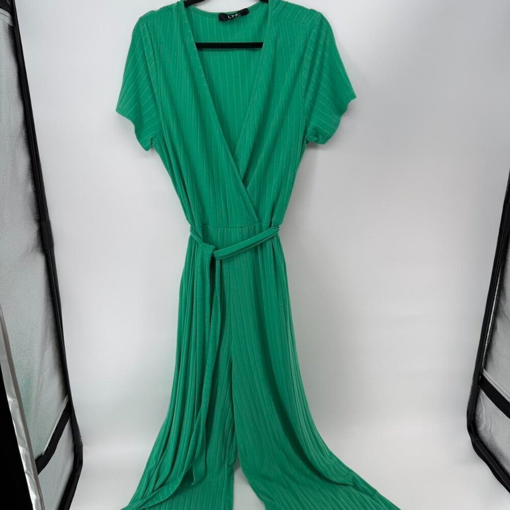 Long Tall Sally Green Ribbed Wrap Jumpsuit Tall US 14–16 - Picture 3 of 8